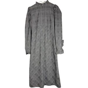 Shopbop En Saison Grey Plaid Long Sleeve Maxi Dress size S